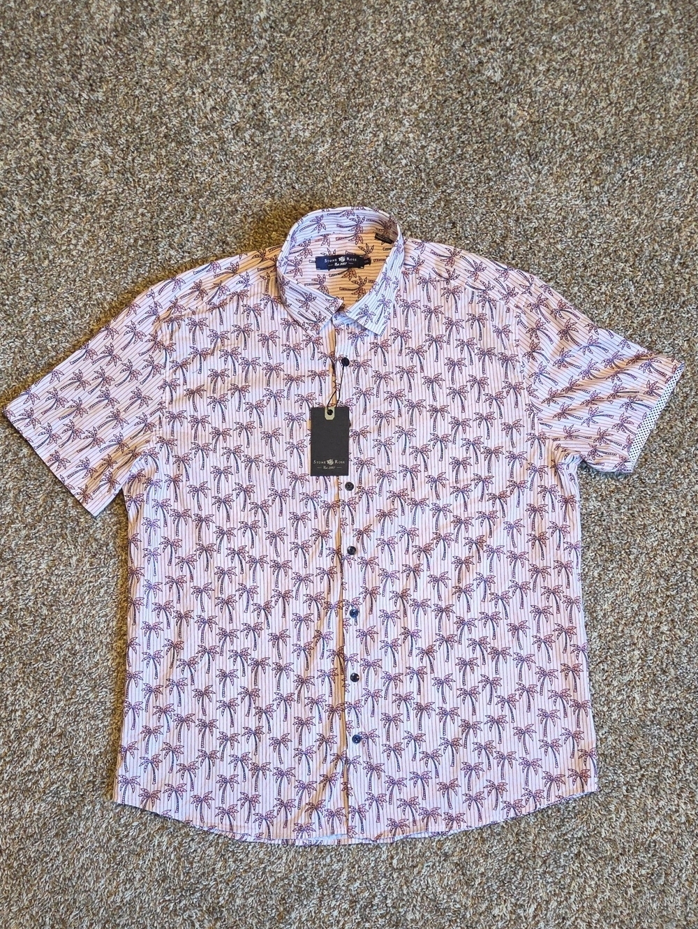 STONE & ROSE Short-Sleeve "Palms" Print Button-Down - NWT